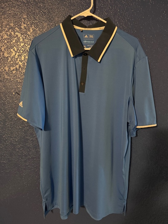 adidas Other - adidas Blue Polo with Blue Collar and Cream Trim